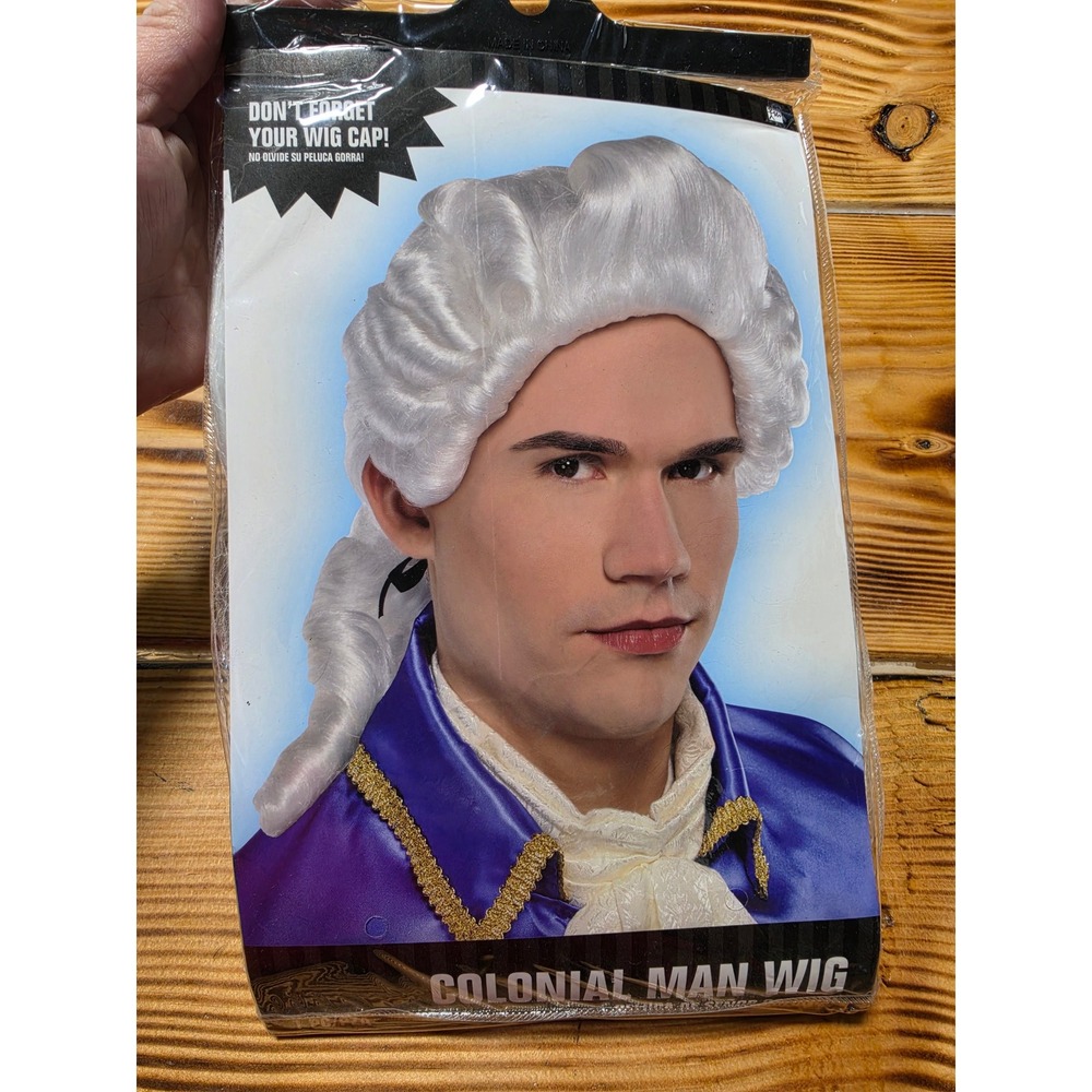 Amscan Colonial Man Mens Adult Aristocrat White Costume Wig 840390 Historical